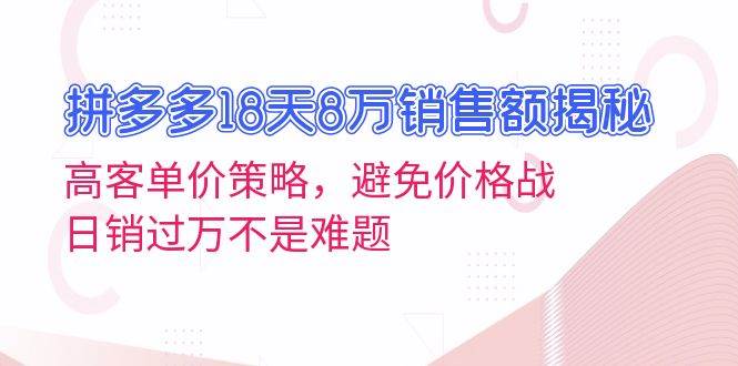 （无水印）拼多多18天8万销售额揭秘：高客单价策略，避免价格战，日销过万不是难题