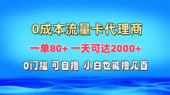 （无水印）免费流量卡代理一单80+ 一天可达2000+