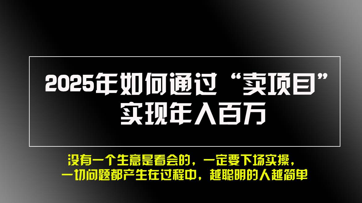 （无水印）2025年如何通过“卖项目”实现年入百万，做网赚必看！！