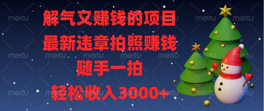 （无水印）解气又赚钱的项目，最新违章拍照赚钱，随手一拍，轻松收入3000+