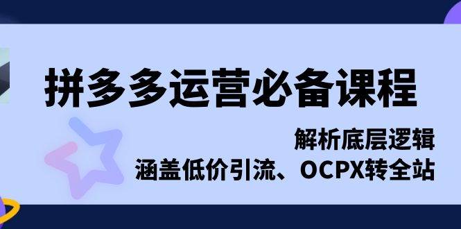 （无水印）拼多多运营必备课程，解析底层逻辑，涵盖低价引流、OCPX转全站