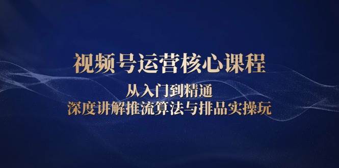 （无水印）视频号运营核心课程，从入门到精通，深度讲解推流算法与排品实操玩