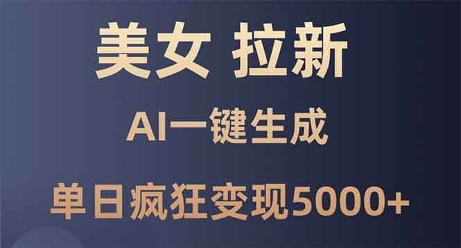 （无水印）美女暴力拉新，通过AI一键生成，单日疯狂变现5000+，纯小白一学就会！