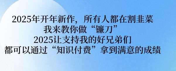 2025年开年新作，所有人都在割韭菜，我来教你做“镰刀” 2025让支持我的好兄弟们都可以通过“知识付费”拿到满意的成绩【揭秘】