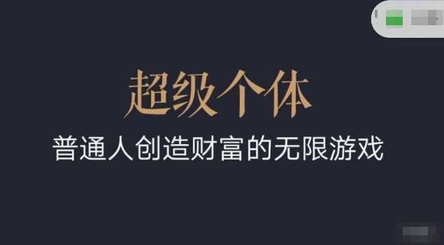 超级个体2024-2025翻盘指南，普通人创造财富的无限游戏